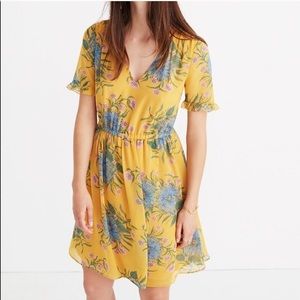 Madewell Sweetgrass Ruffle-Sleeve Dress in Painted Blooms